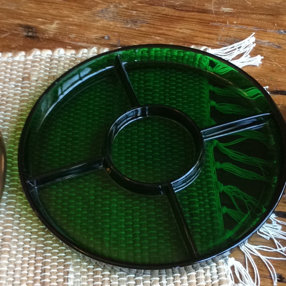 Vintage Emerald Glo Relish Tray - Picture 4 of 5